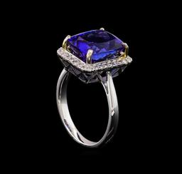 14KT White Gold 6.80 ctw Tanzanite and Diamond Ring