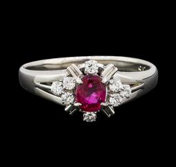 0.34 ctw Ruby and Diamond Ring - Platinum