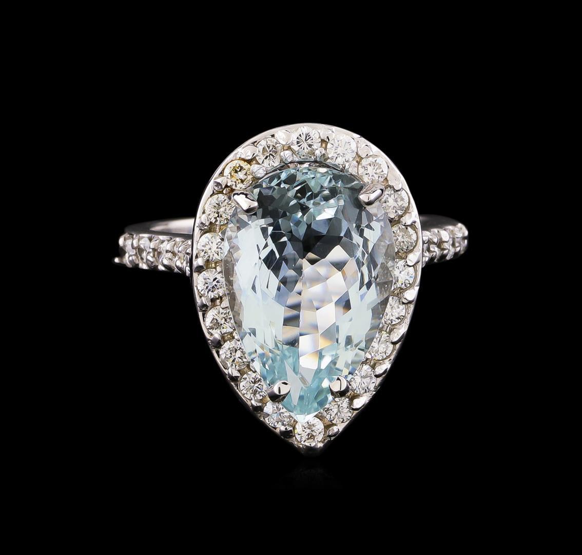 5.58 ctw Aquamarine and Diamond Ring - 14KT White Gold