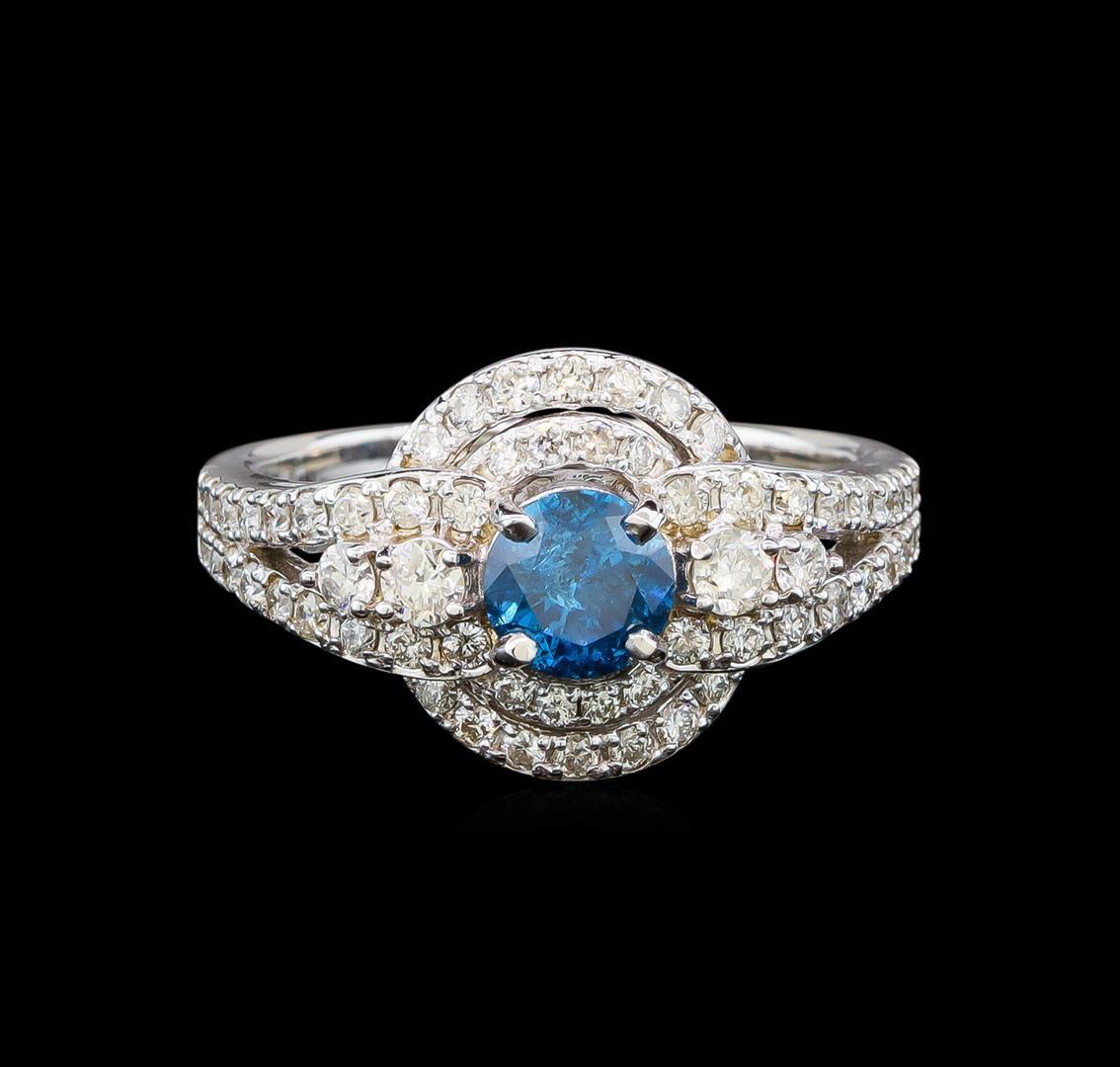 14KT White Gold 1.29 ctw Fancy Blue Diamond Ring