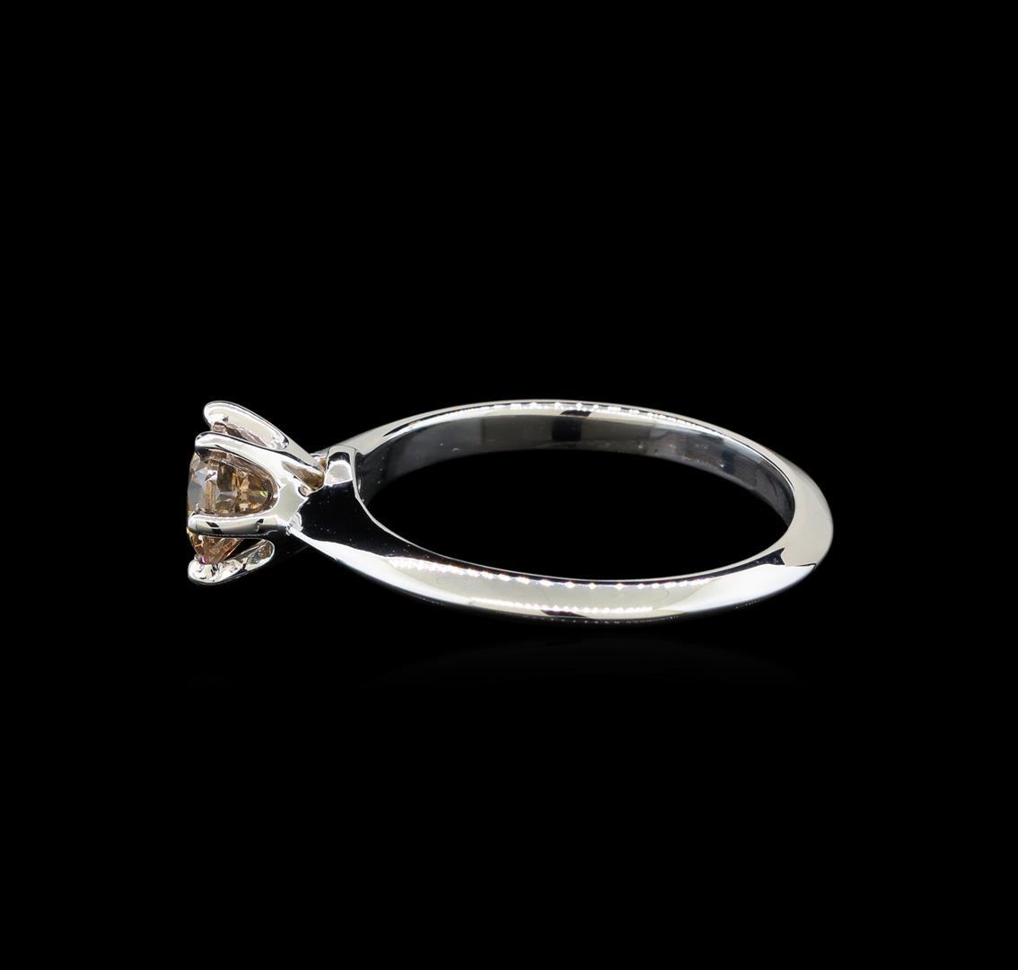 14KT White Gold 0.70 ctw Round Cut Fancy Brown Diamond Solitaire Ring