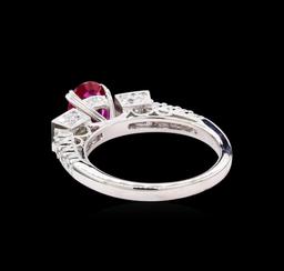 1.06 ctw Ruby and Diamond Ring - 18KT White Gold