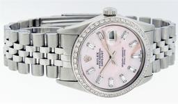 Rolex Stainless Steel Pink MOP Diamond DateJust Men's Watch