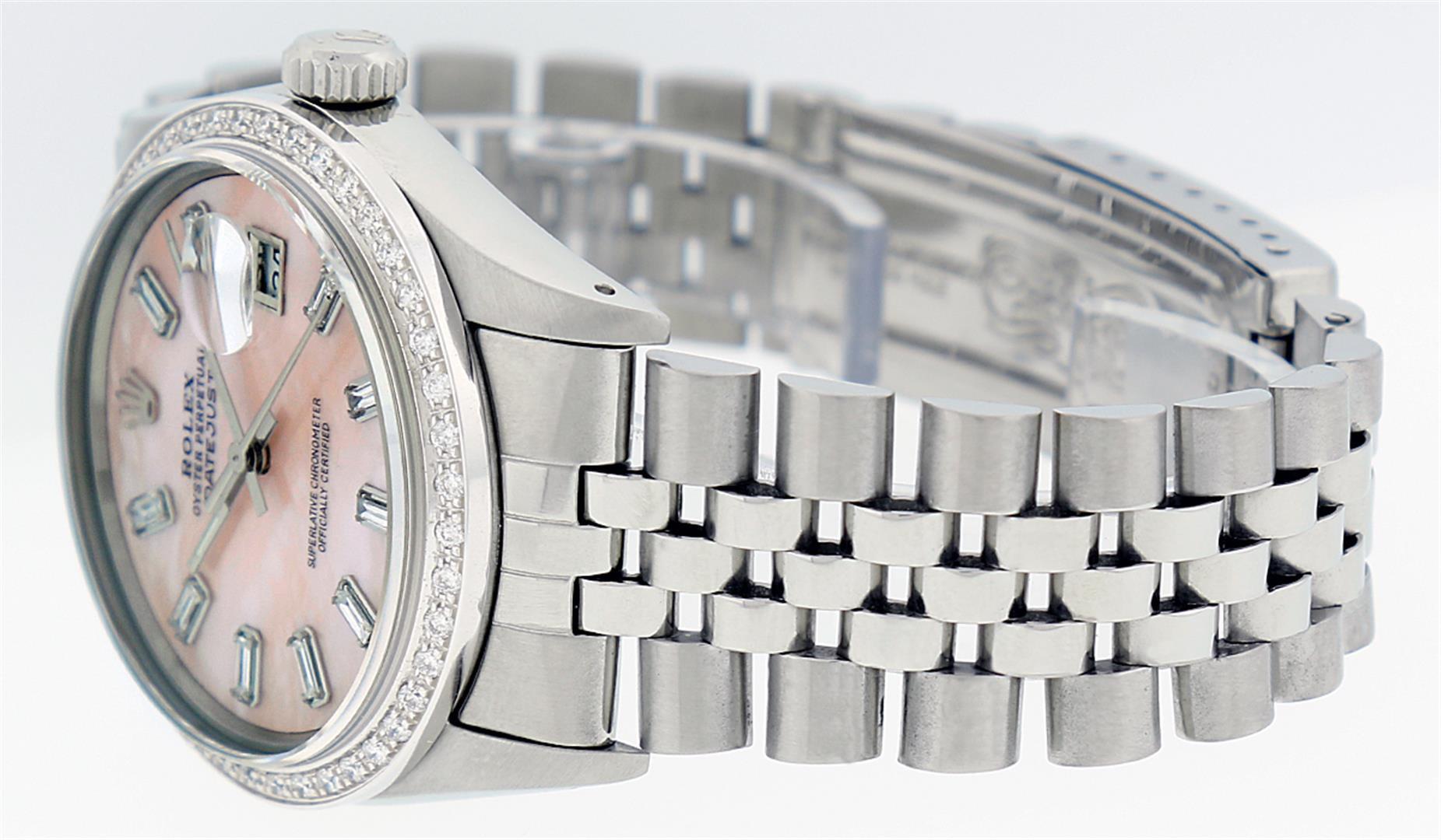 Rolex Stainless Steel Pink MOP Diamond DateJust Men's Watch