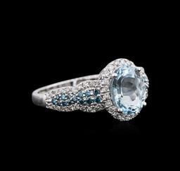 14KT White Gold 1.75 ctw Aquamarine and Diamond Ring