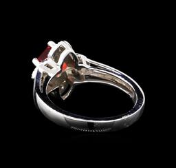1.02 ctw Red Sapphire and Diamond Ring - 14KT White Gold
