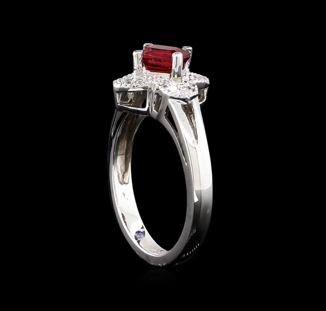 1.02 ctw Red Sapphire and Diamond Ring - 14KT White Gold