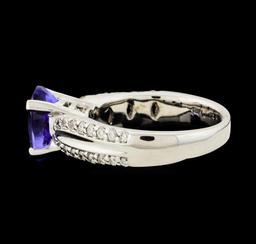 2.03 ctw Tanzanite and Diamond Ring - 14KT White Gold