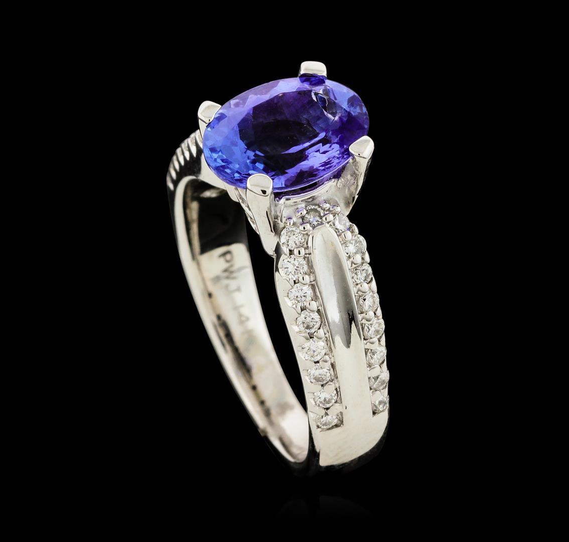 2.03 ctw Tanzanite and Diamond Ring - 14KT White Gold