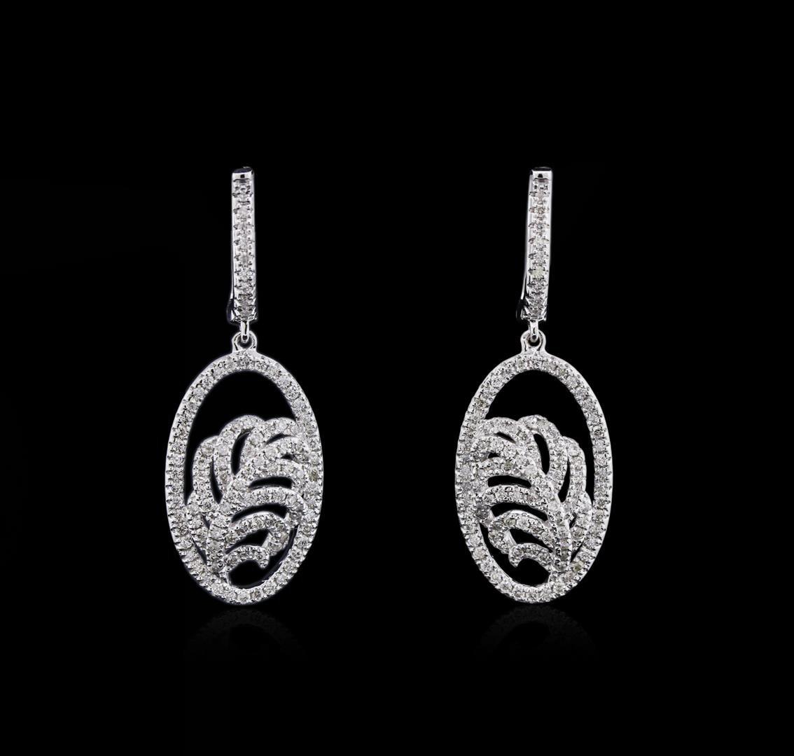 1.03 ctw Diamond Dangle Earrings - 14KT White Gold