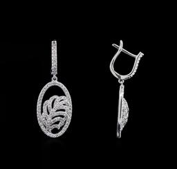 1.03 ctw Diamond Dangle Earrings - 14KT White Gold