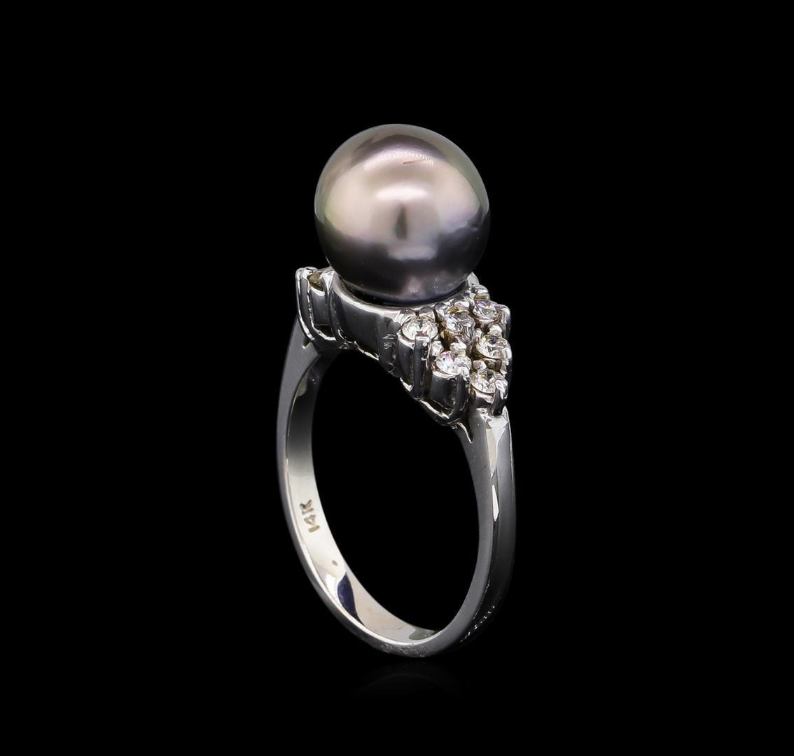 0.33 ctw Pearl and Diamond Ring - 14KT White Gold