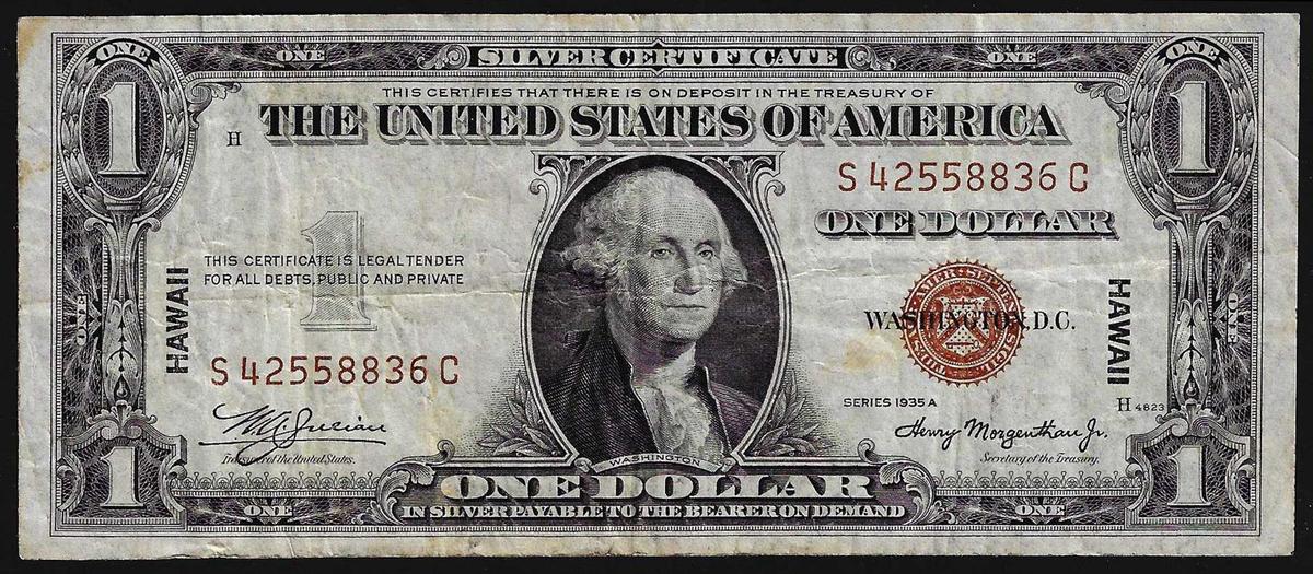 1935A $1 Hawaii Silver Certificate WWII Emergency Note