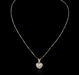 14KT Yellow Gold 0.10 ctw Diamond Heart Pendant With Chain