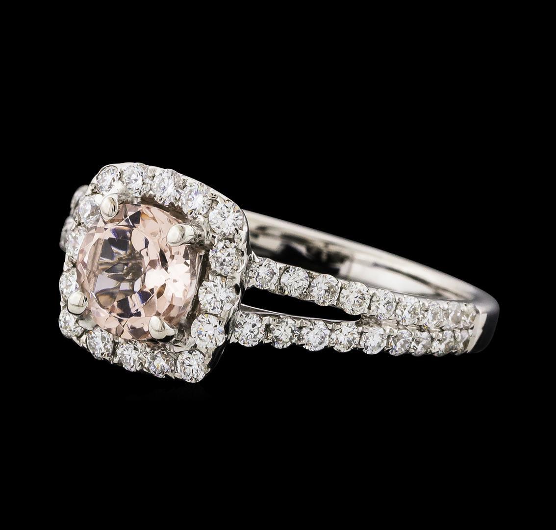 0.80 ctw Morganite and Diamond Ring - 18KT White Gold