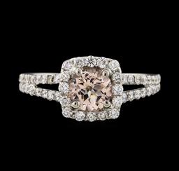 0.80 ctw Morganite and Diamond Ring - 18KT White Gold