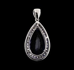 9.17 ctw Tanzanite and Diamond Pendant - 18KT White Gold