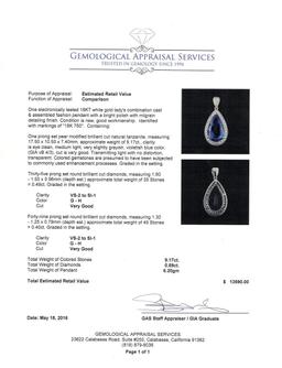 9.17 ctw Tanzanite and Diamond Pendant - 18KT White Gold