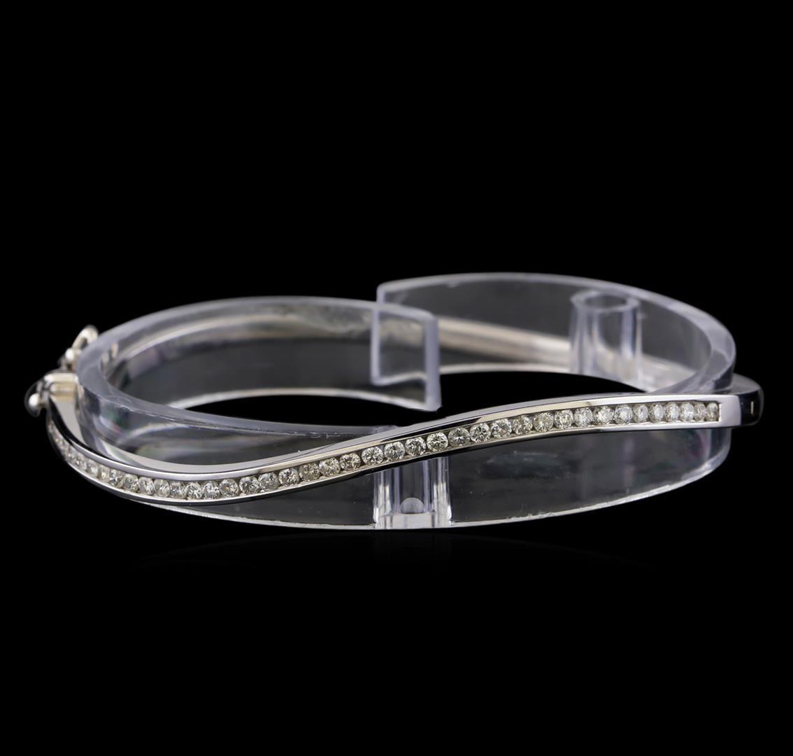 1.05 ctw Diamond Bangle Bracelet - 14KT White Gold