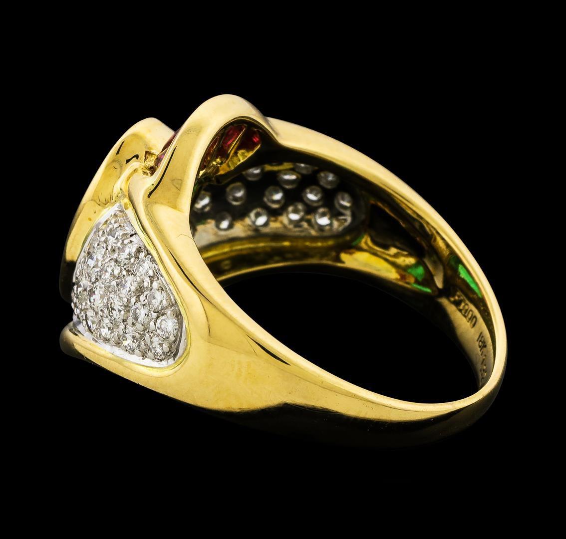 1.32 ctw Emerald and Diamond Ring - 18KT Yellow Gold