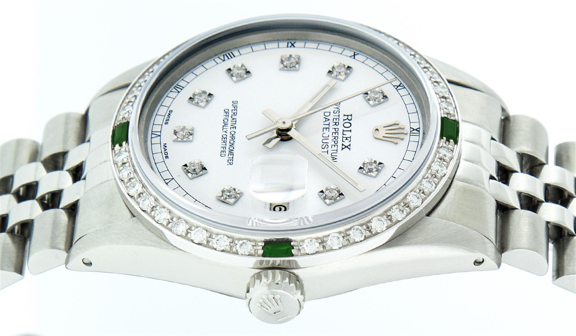 Rolex Stainless Steel Diamond and Emerald DateJust Men's Watch