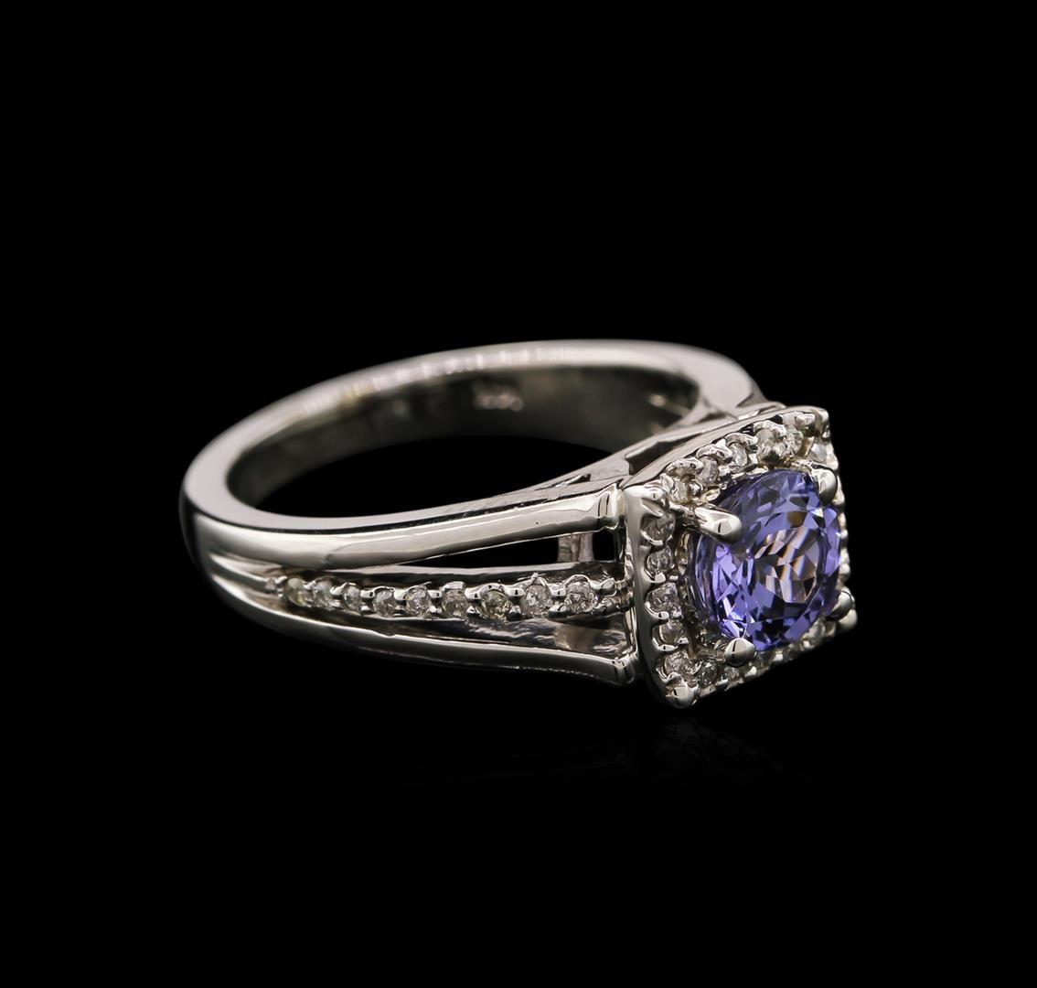 1.10 ctw Tanzanite and Diamond Ring - 14KT White Gold