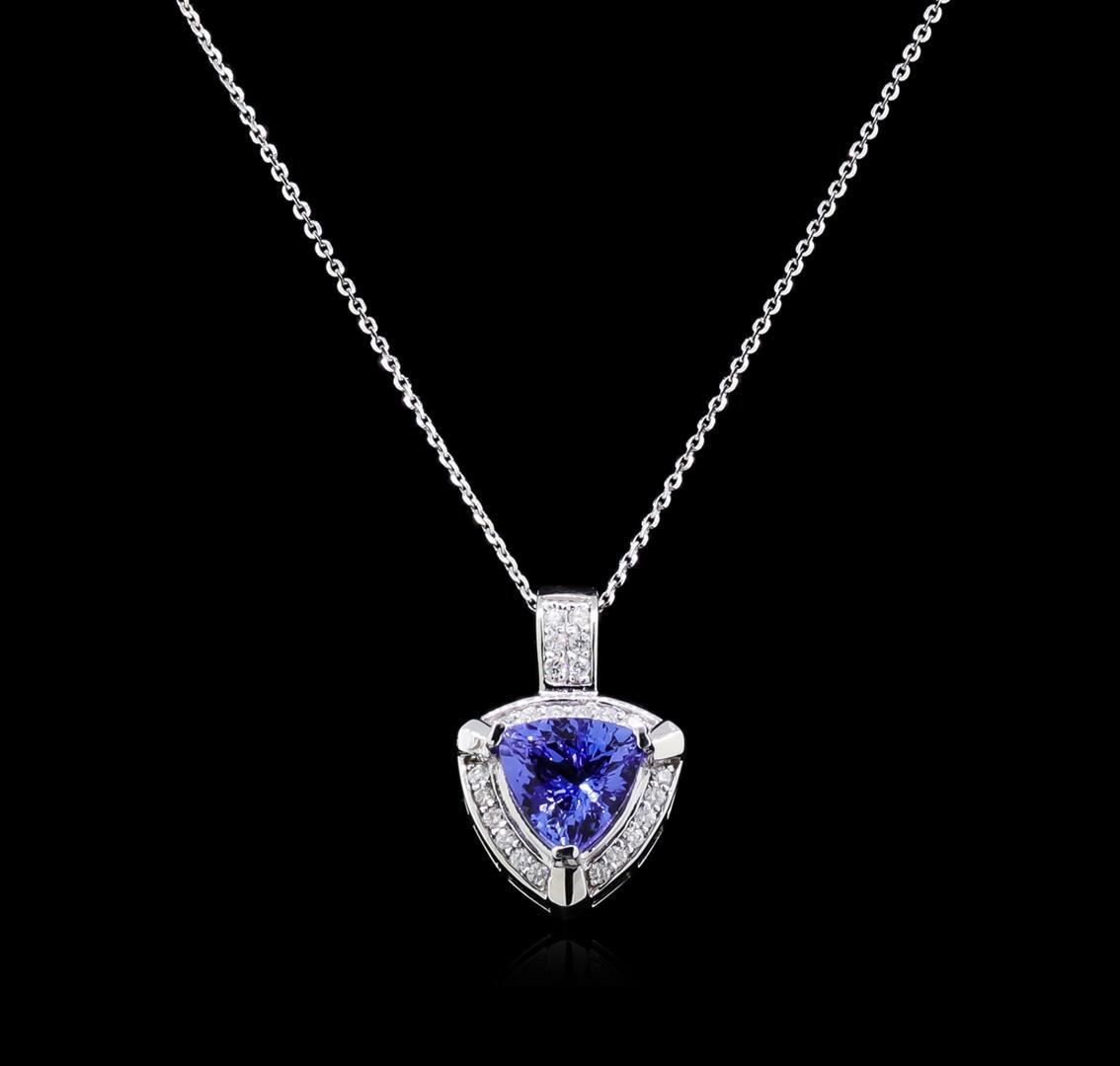 3.02 Tanzanite and Diamond Pendant - 14KT White Gold