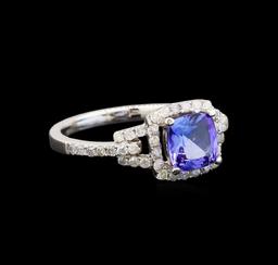 14KT White Gold 1.34 ctw Tanzanite and Diamond Ring