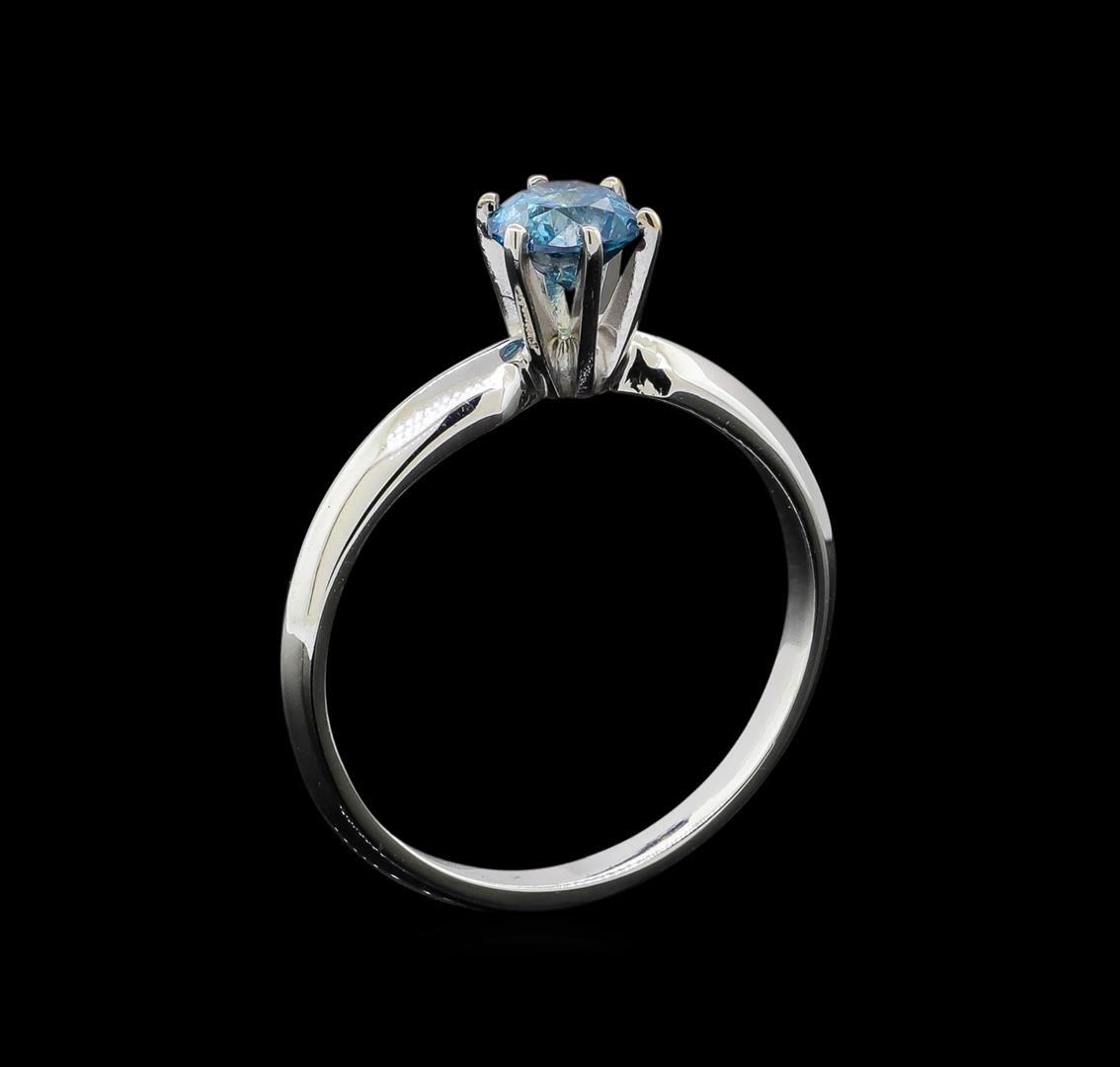 14KT White Gold 0.68 ctw Round Cut Fancy Blue Diamond Solitaire Ring