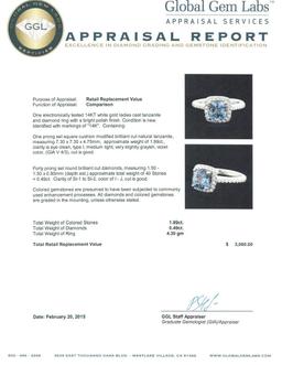 14KT White Gold 1.99 ctw Tanzanite and Diamond Ring