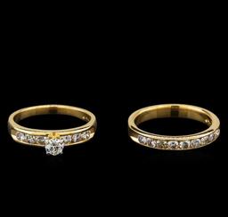 1.11 ctw Diamond Wedding Ring Set - 14KT Yellow Gold