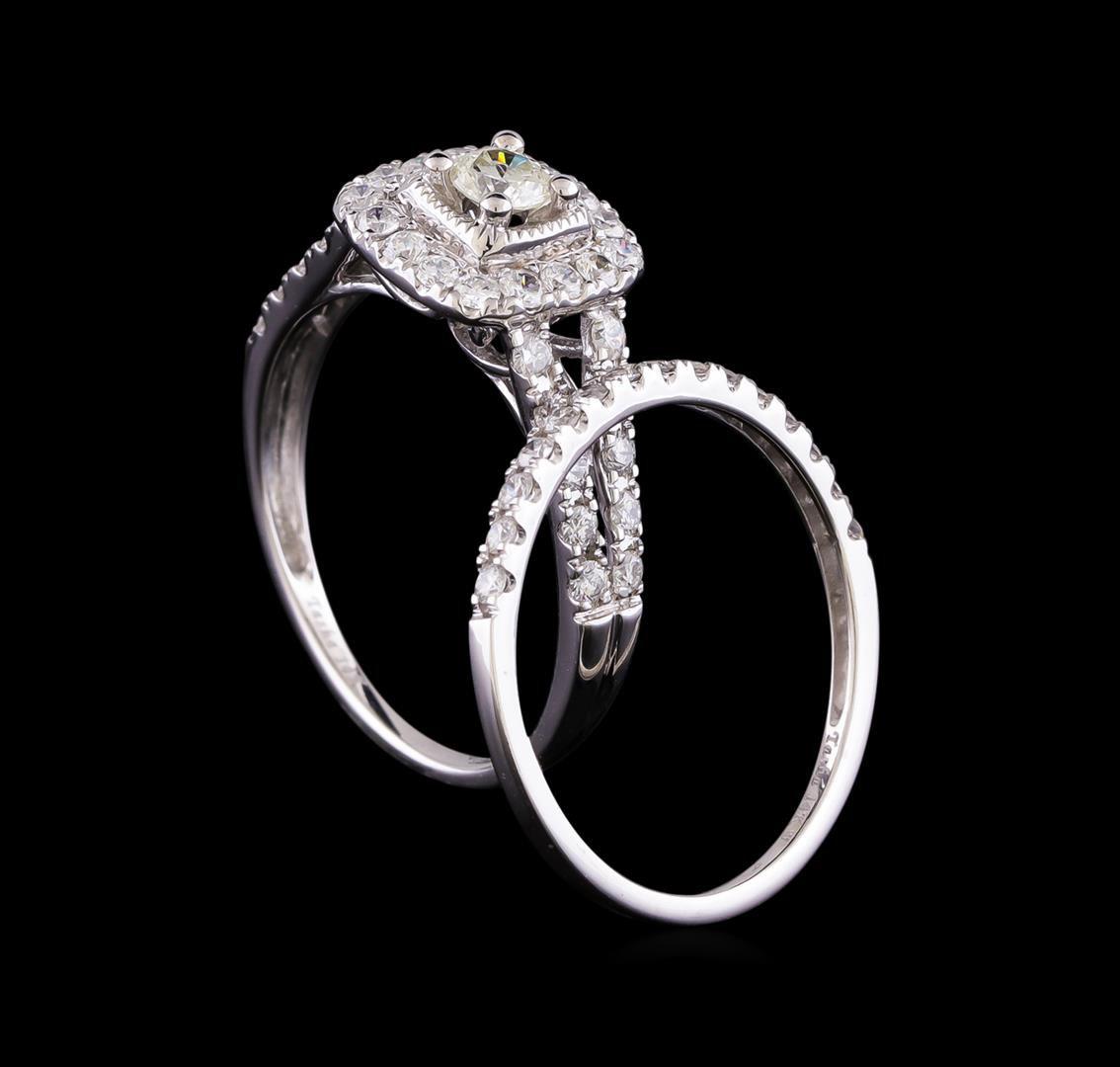 1.04 ctw Diamond Wedding Ring Set - 14KT White Gold