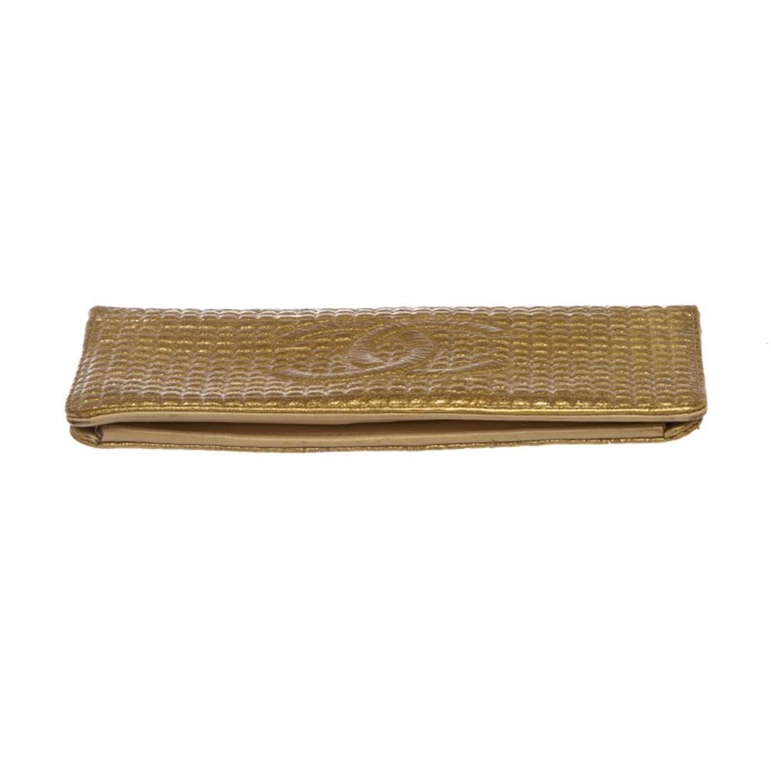 Chanel Gold Textured Leather CC Flap Bi Fold Wallet