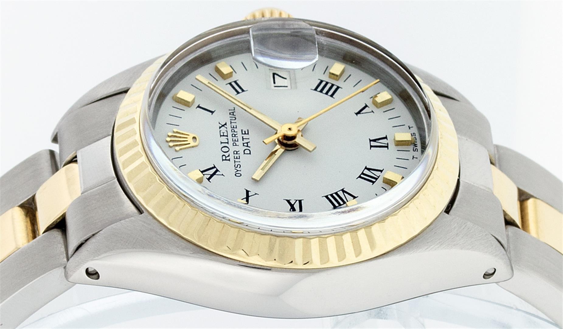 Rolex Two-Tone White Roman Yellow Gold Fluted Oyster Band DateJust Ladies Watch