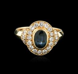 14KT Yellow Gold 1.00 ctw Sapphire and Diamond Ring