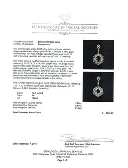 2.20 ctw Tourmaline and Diamond Pendant - 14KT White Gold