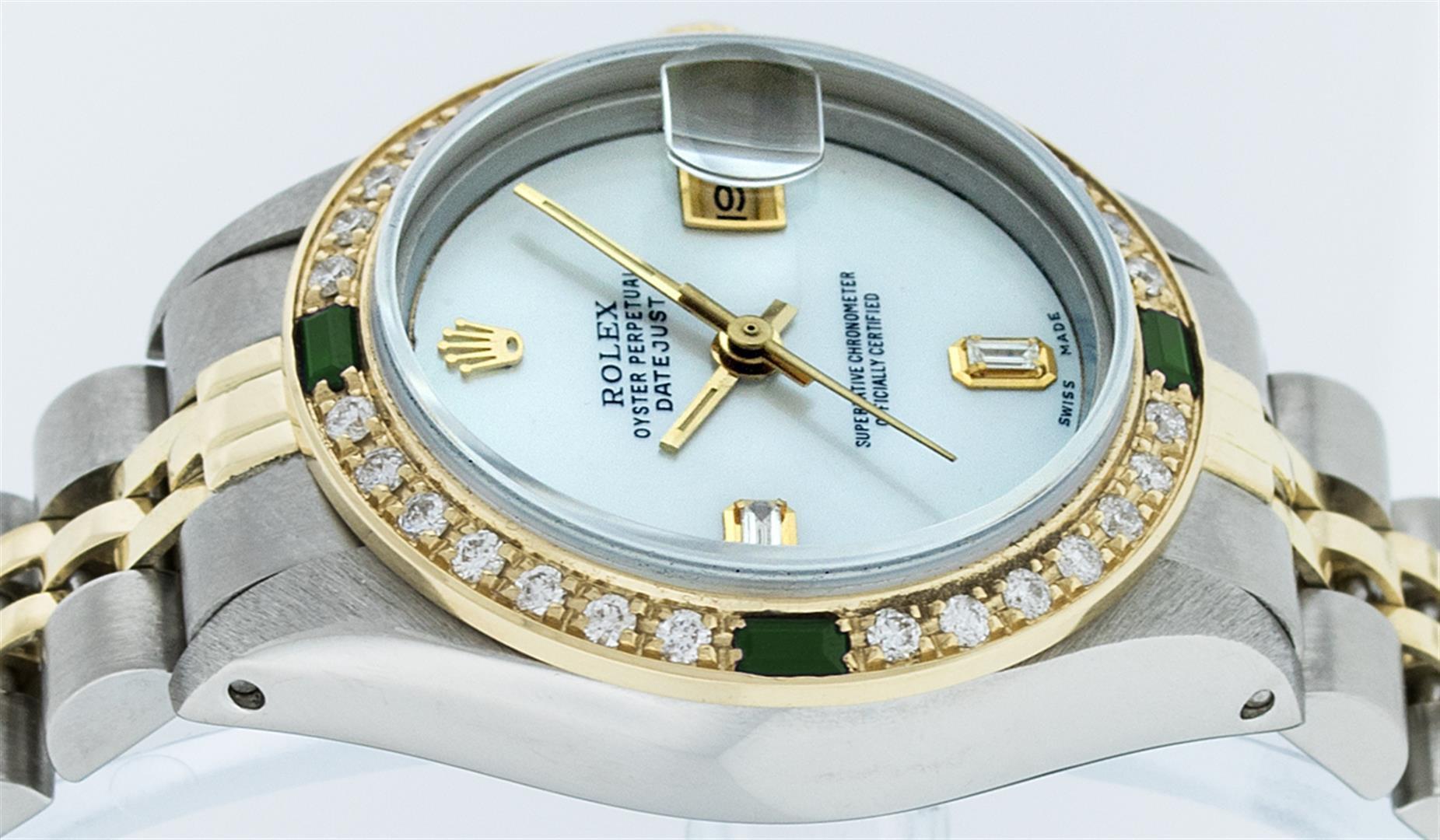 Rolex Two-Tone MOP Diamond and Emerald DateJust Ladies Watch