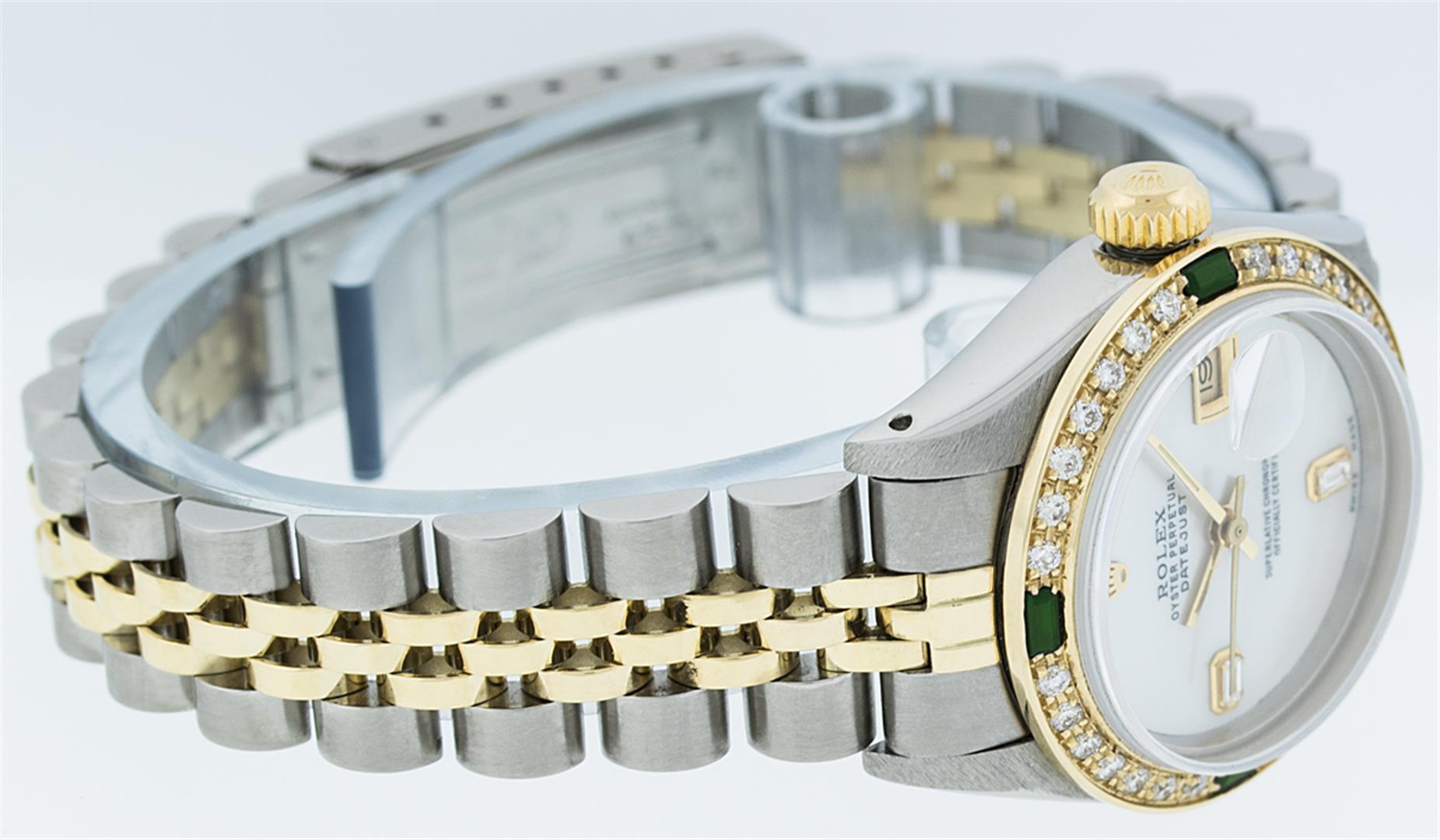 Rolex Two-Tone MOP Diamond and Emerald DateJust Ladies Watch