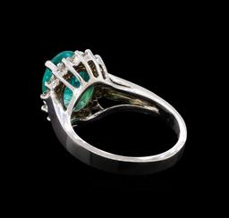 2.81 ctw Apatite and Diamond Ring - 14KT White Gold