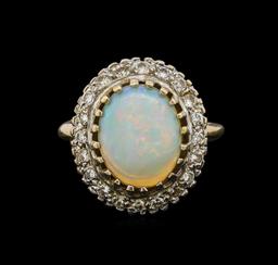 14KT Yellow Gold 2.50 ctw Opal and Diamond Ring