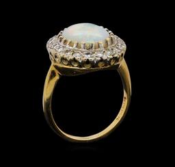 14KT Yellow Gold 2.50 ctw Opal and Diamond Ring