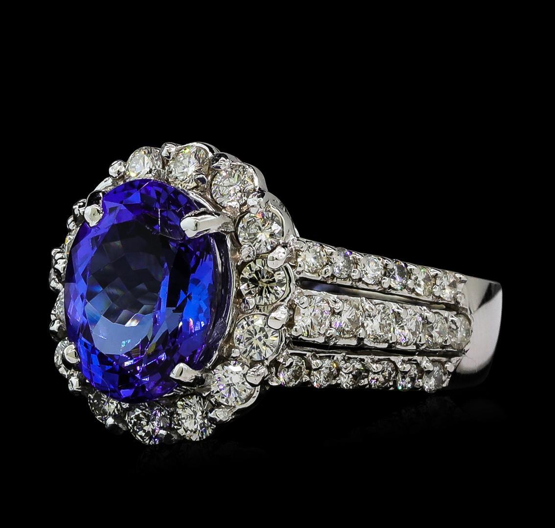 3.57 ctw Tanzanite and Diamond Ring - 14KT White Gold