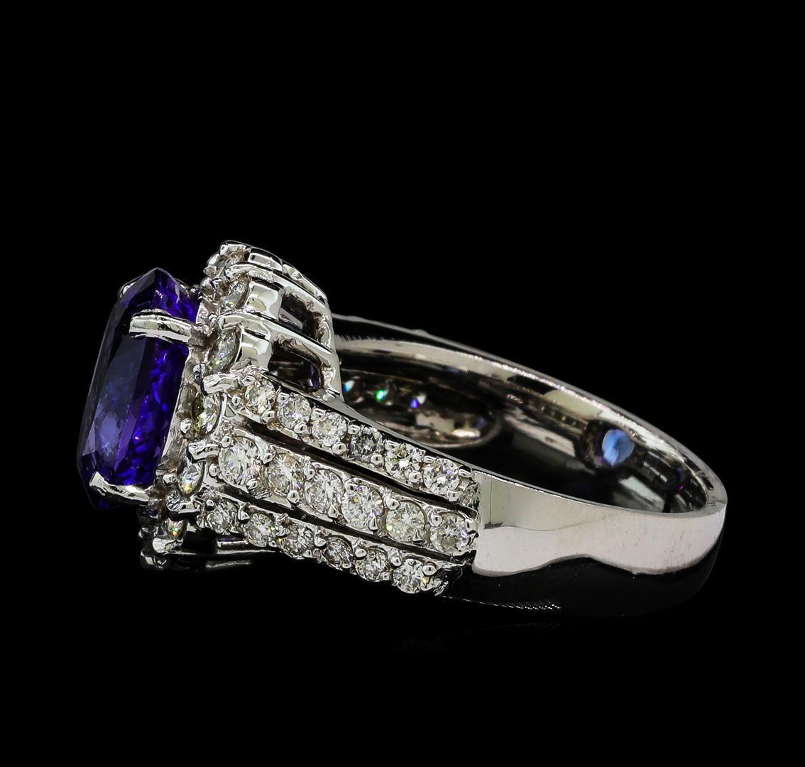 3.57 ctw Tanzanite and Diamond Ring - 14KT White Gold