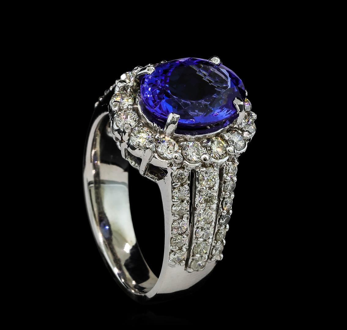 3.57 ctw Tanzanite and Diamond Ring - 14KT White Gold