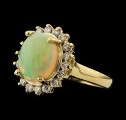 2.42 ctw Opal and Diamond Ring - 14KT Yellow Gold