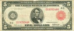 1914 $5 United States Red Seal Large Note