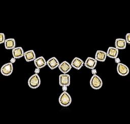 30.65 ctw Fancy Yellow Diamond Necklace - 18KT Two-Tone Gold