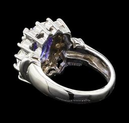 2.93 ctw Tanzanite and Diamond Ring - 14KT White Gold