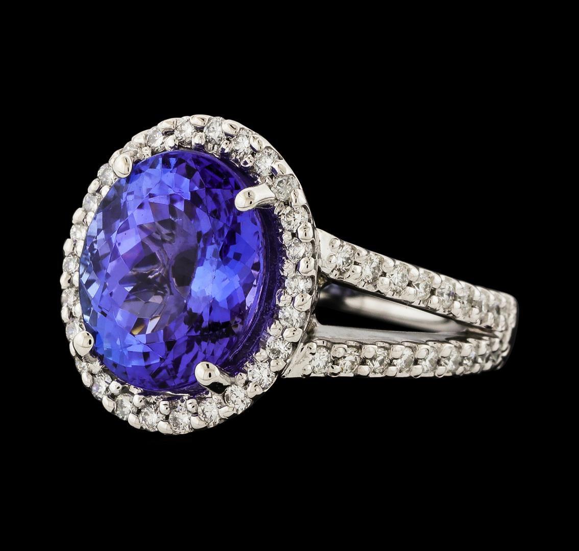 5.10 ctw Tanzanite and Diamond Ring - 14KT White Gold