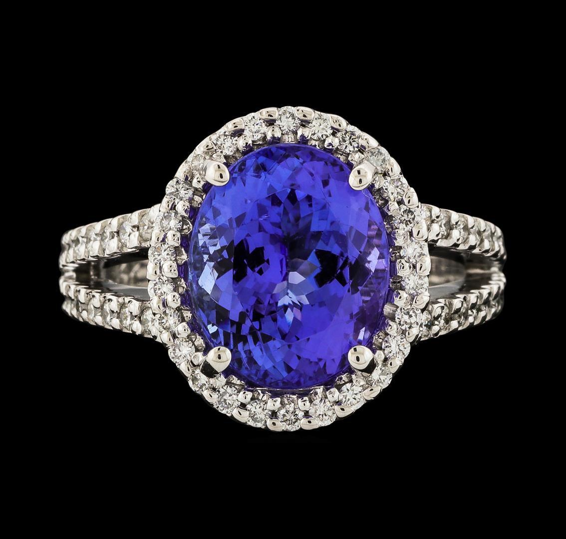 5.10 ctw Tanzanite and Diamond Ring - 14KT White Gold